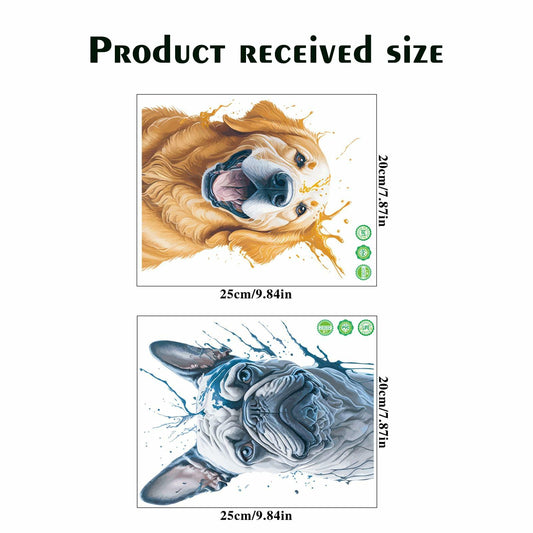 ROLY BEE 2 Sheets Funny Dog Toilet Cover Stickers 9.84x7.87 Multicolor PVC