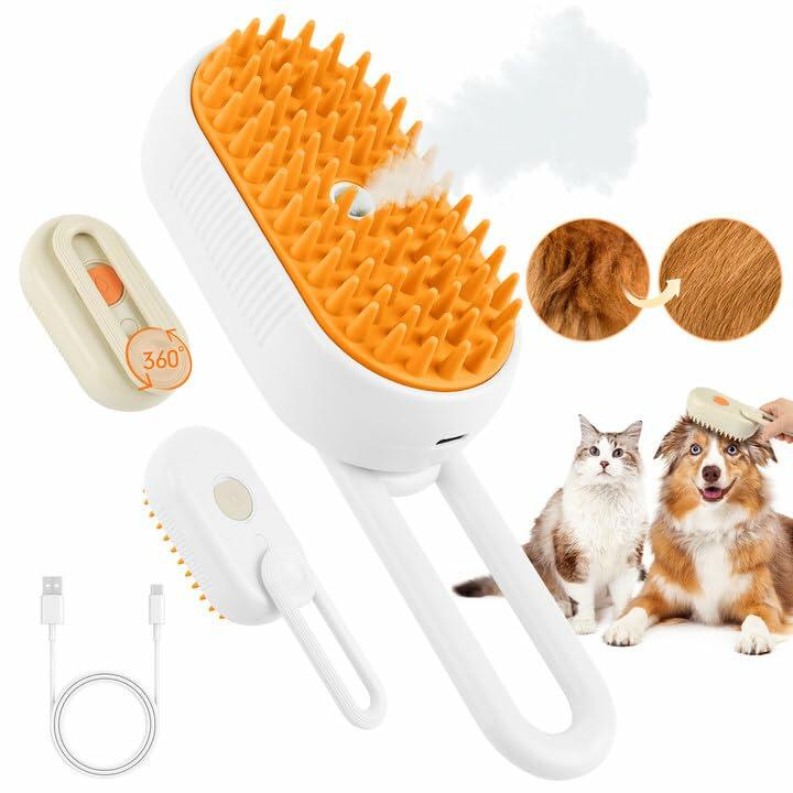Ayaseen Cat Steam Brush 2PCS Rechargeable Flea Anti-Static Massage Comb