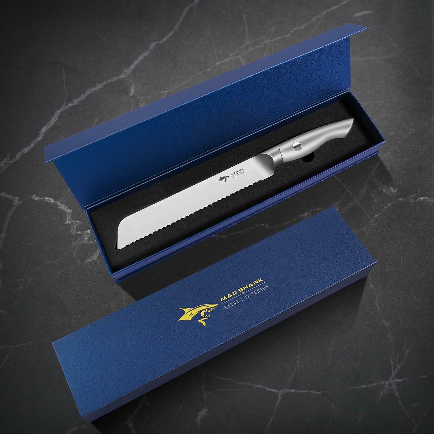MAD SHARK Bread Knife 8 Inch Stainless Steel Silver Razor Sharp