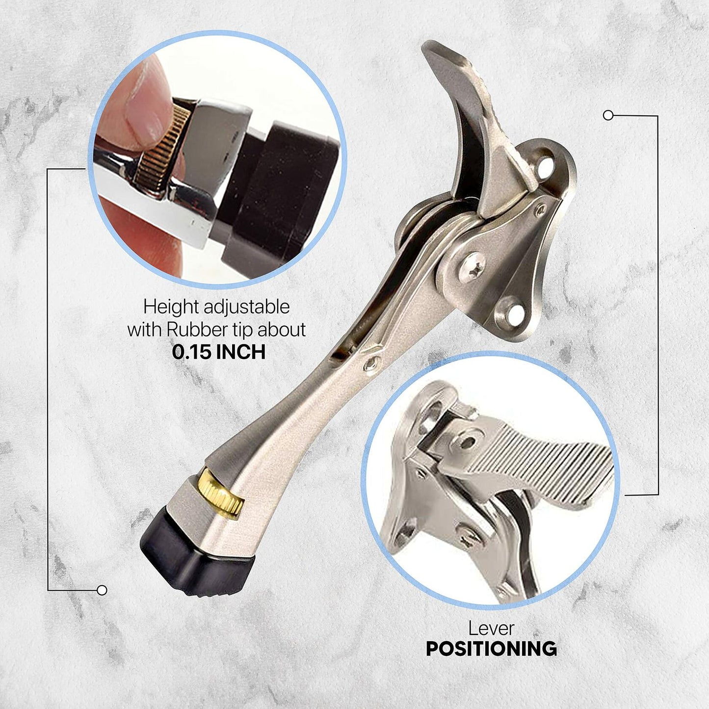 HOME&I Easy Pedal Kick Down Door Stop Chrome 4 Inch 1 Pack Height-Adjustable