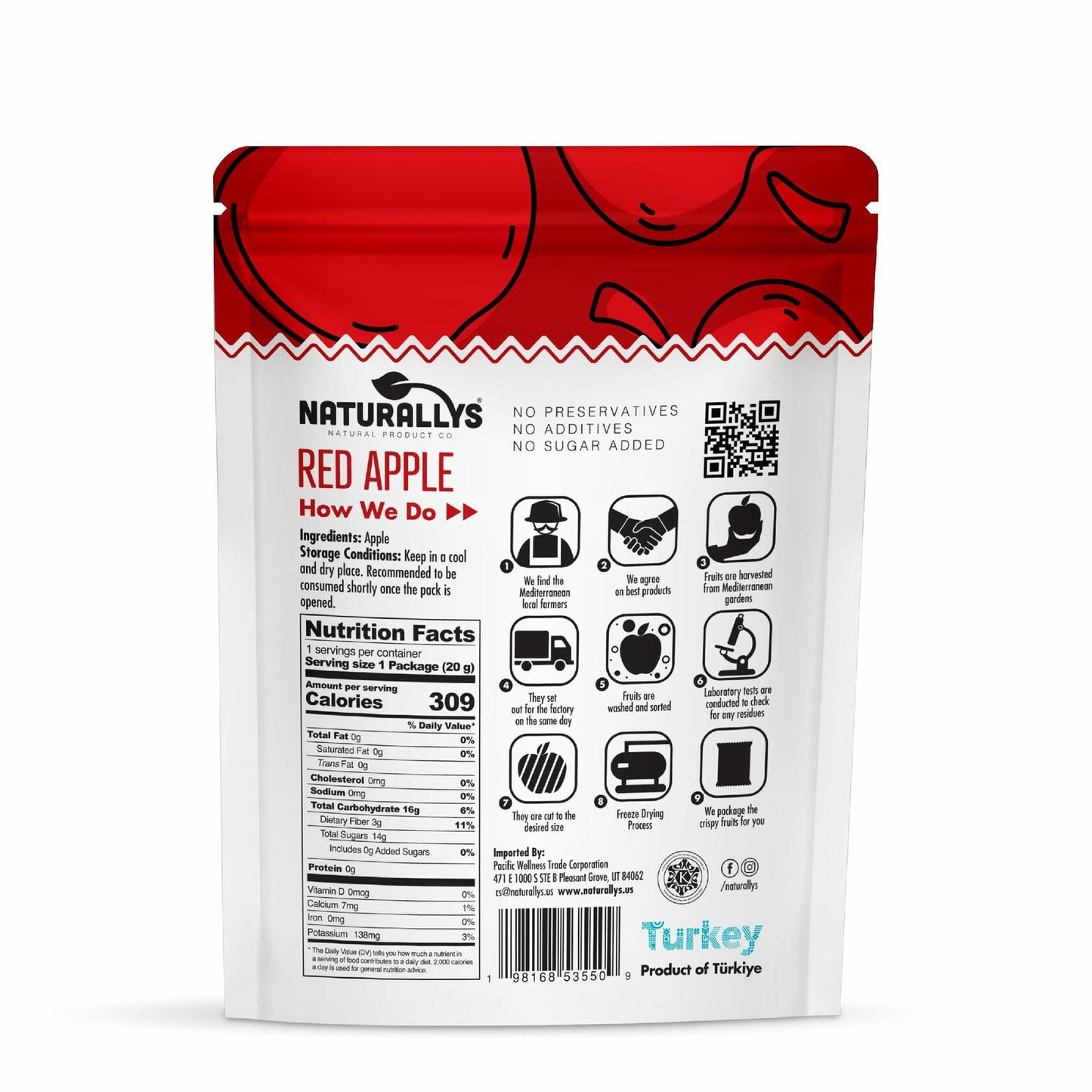 BESTBY12/26 Naturallys Freeze-Dried Red Apple Fruit Snacks 0.7oz 100% Natural No