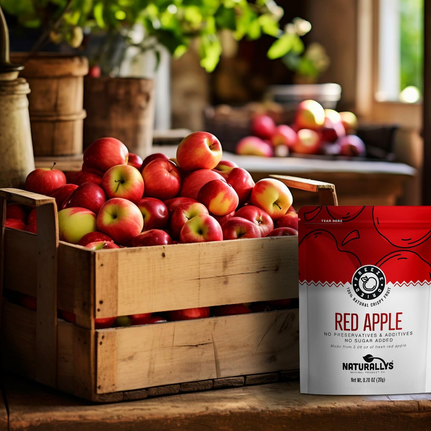 BESTBY12/26 Naturallys Freeze-Dried Red Apple Fruit Snacks 0.7oz 100% Natural No