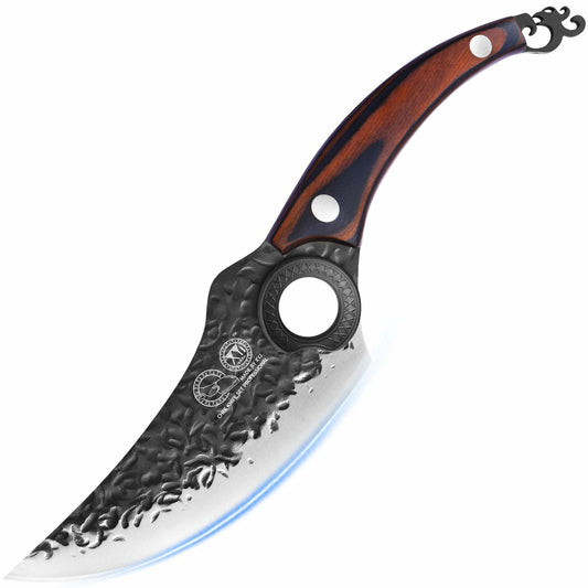 XYJ Forged Boning Knife Carbon Steel Full Tang Coffee w/ Sheath