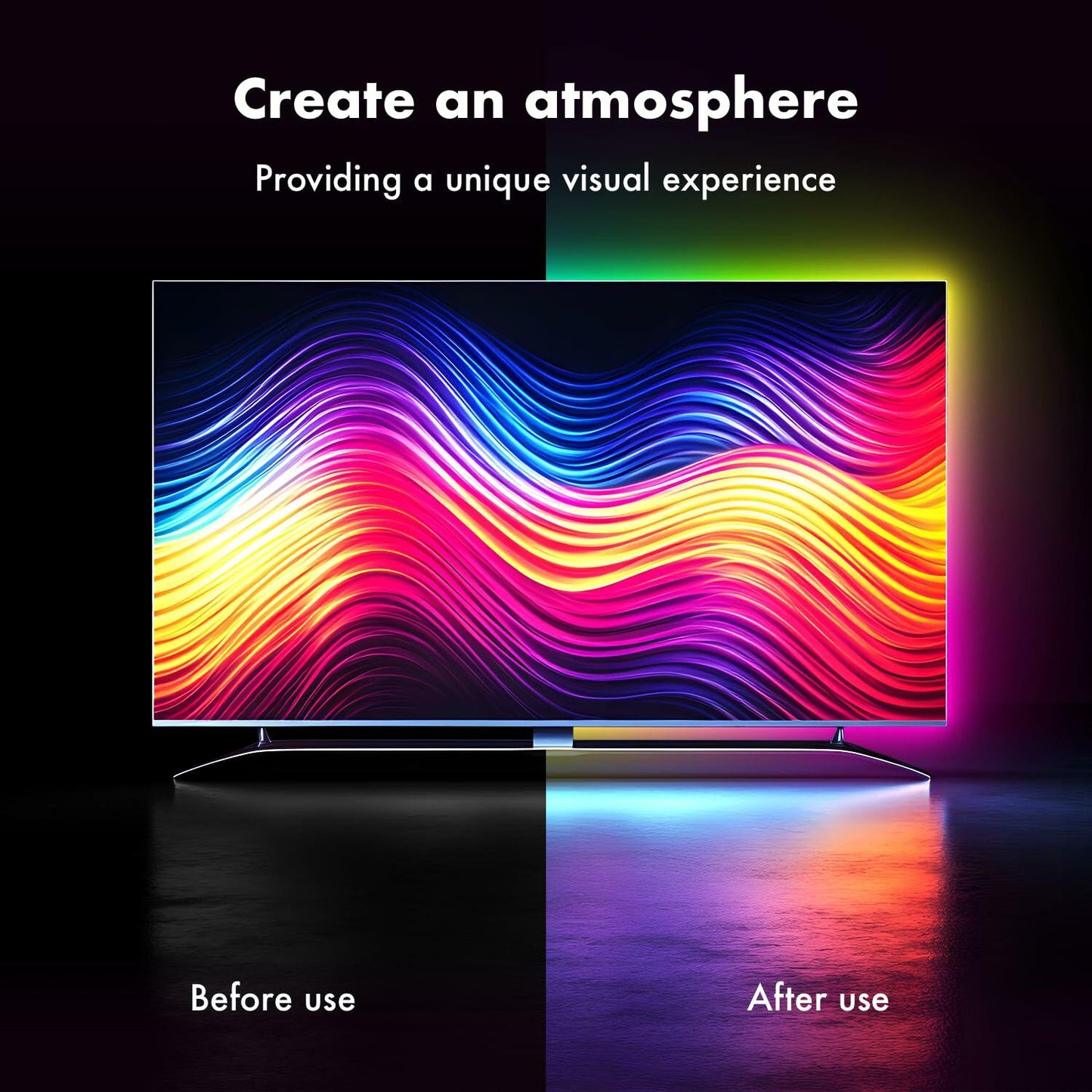 DTQJ RGB LED TV Backlight Strip 13.1ft USB Music Sync Bluetooth Remote