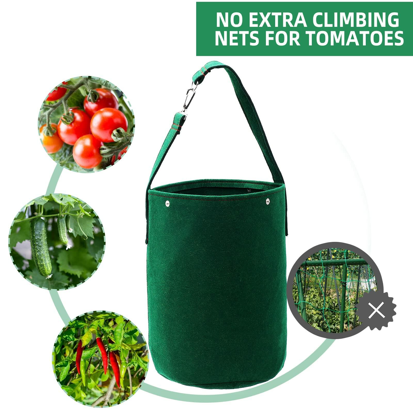Betereap Tomato Grow Bag 2-Pack Heavy Duty Hanging Planter Green Felt