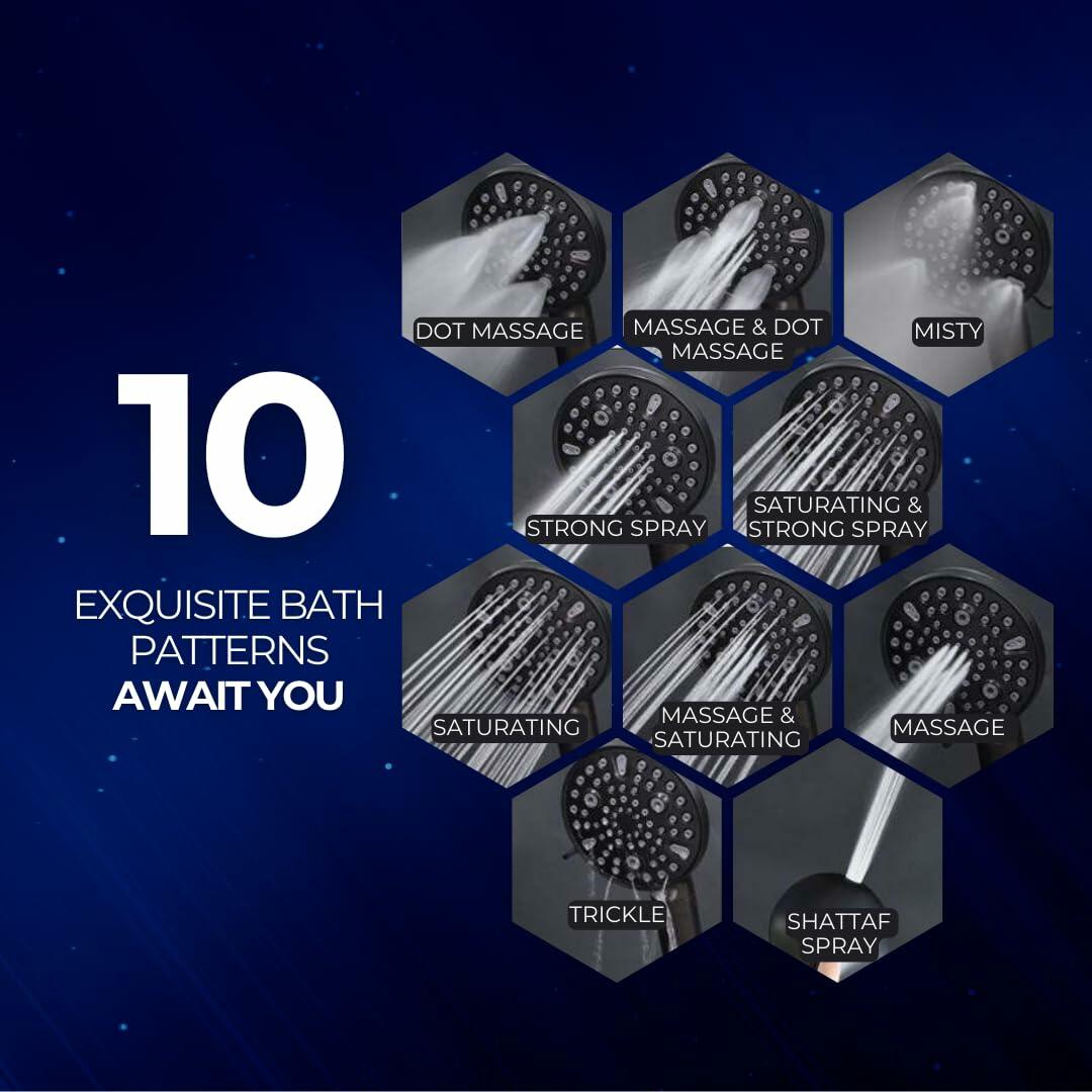 Wavizor Filtered Handheld Shower Head 10 Functions Matte Black High Pressure