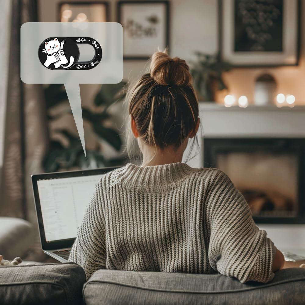 DR. PANDACAT Hug Me Cat 3-Pack Laptop Camera Cover Slide Black White