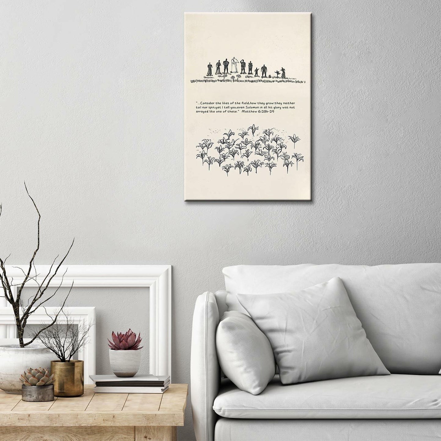 ZETCGSH Vintage Matthew 6:28 Bible Verse Christian Poster 12x16 Unframed