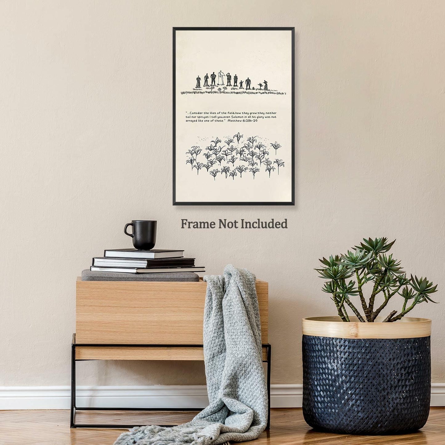 ZETCGSH Vintage Matthew 6:28 Bible Verse Christian Poster 12x16 Unframed