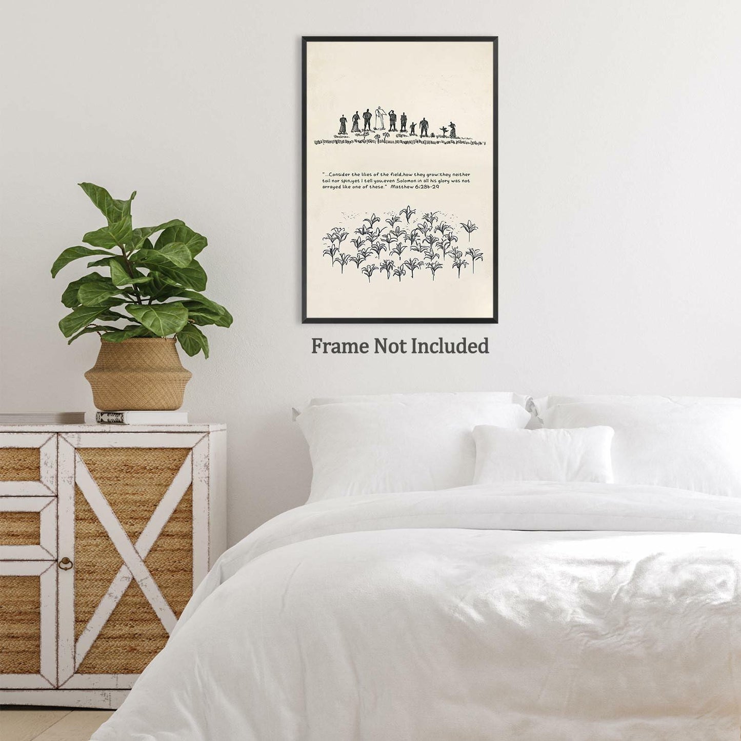 ZETCGSH Vintage Matthew 6:28 Bible Verse Christian Poster 12x16 Unframed