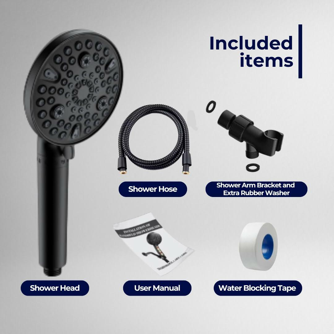 Wavizor Filtered Handheld Shower Head 10 Functions Matte Black High Pressure