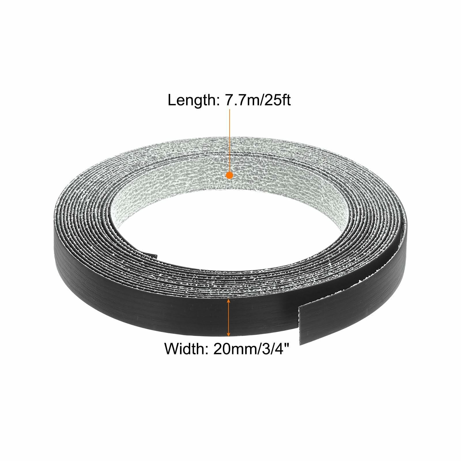 uxcell Edge Banding 3/4in x 25ft Pre-Glued Embossed Veneer Black PVC
