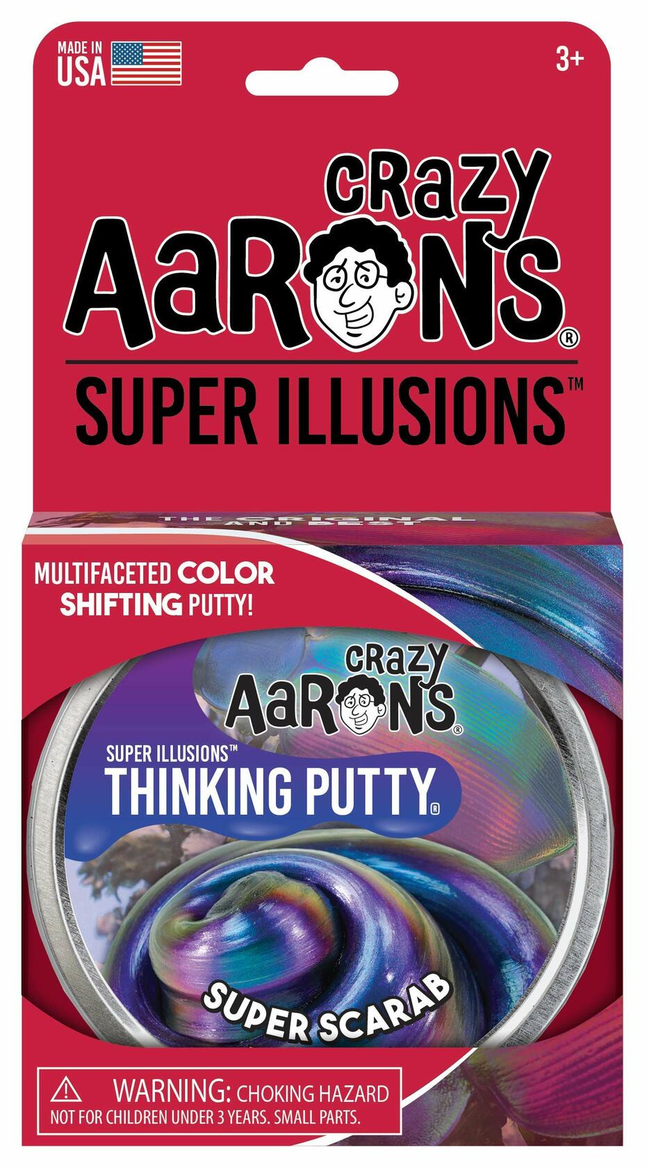 [Like New] Crazy Aaron's Thinking Putty Super Scarab Multi-Color 4" Tin Sensory Fun