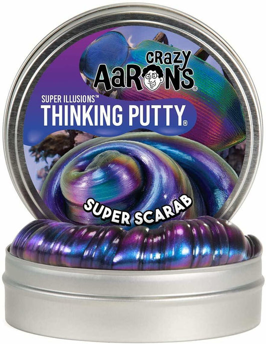 [Like New] Crazy Aaron's Thinking Putty Super Scarab Multi-Color 4" Tin Sensory Fun