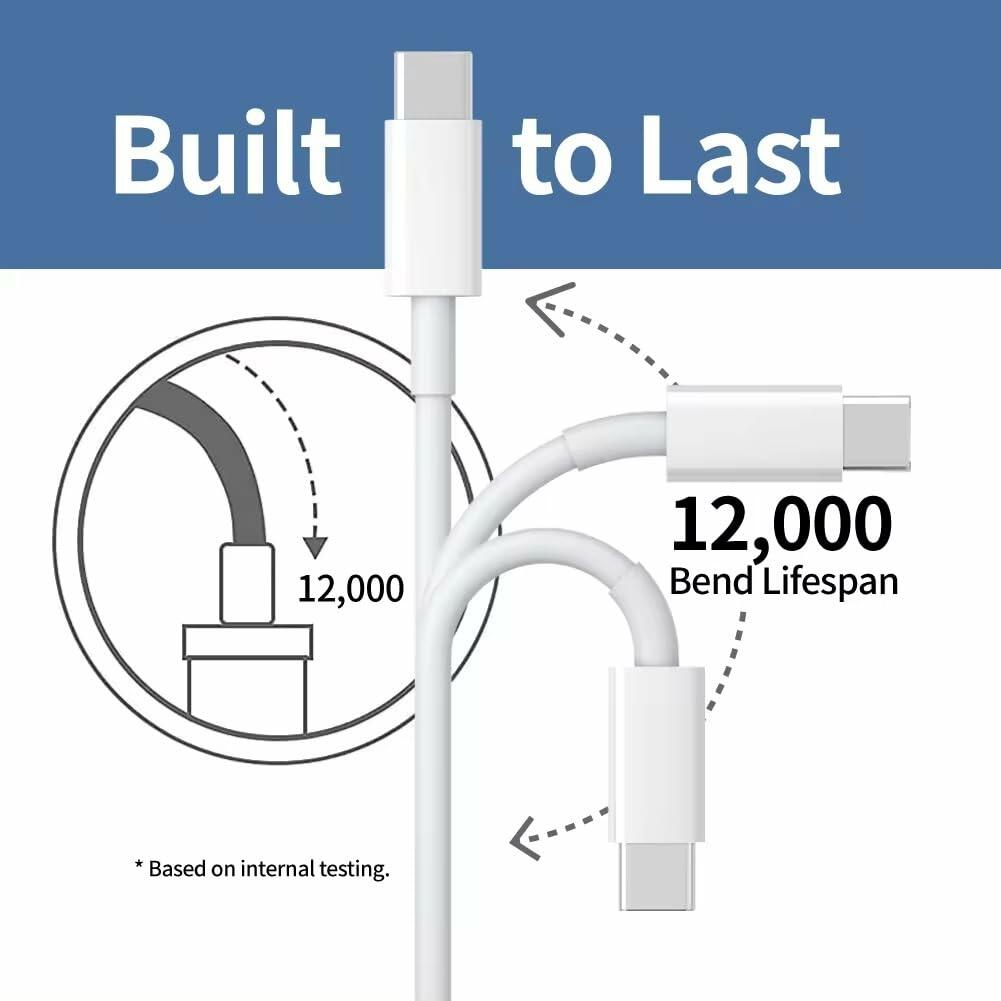sawdca USB C to USB C Cable 3.3ft 3A 60W Fast Charging White
