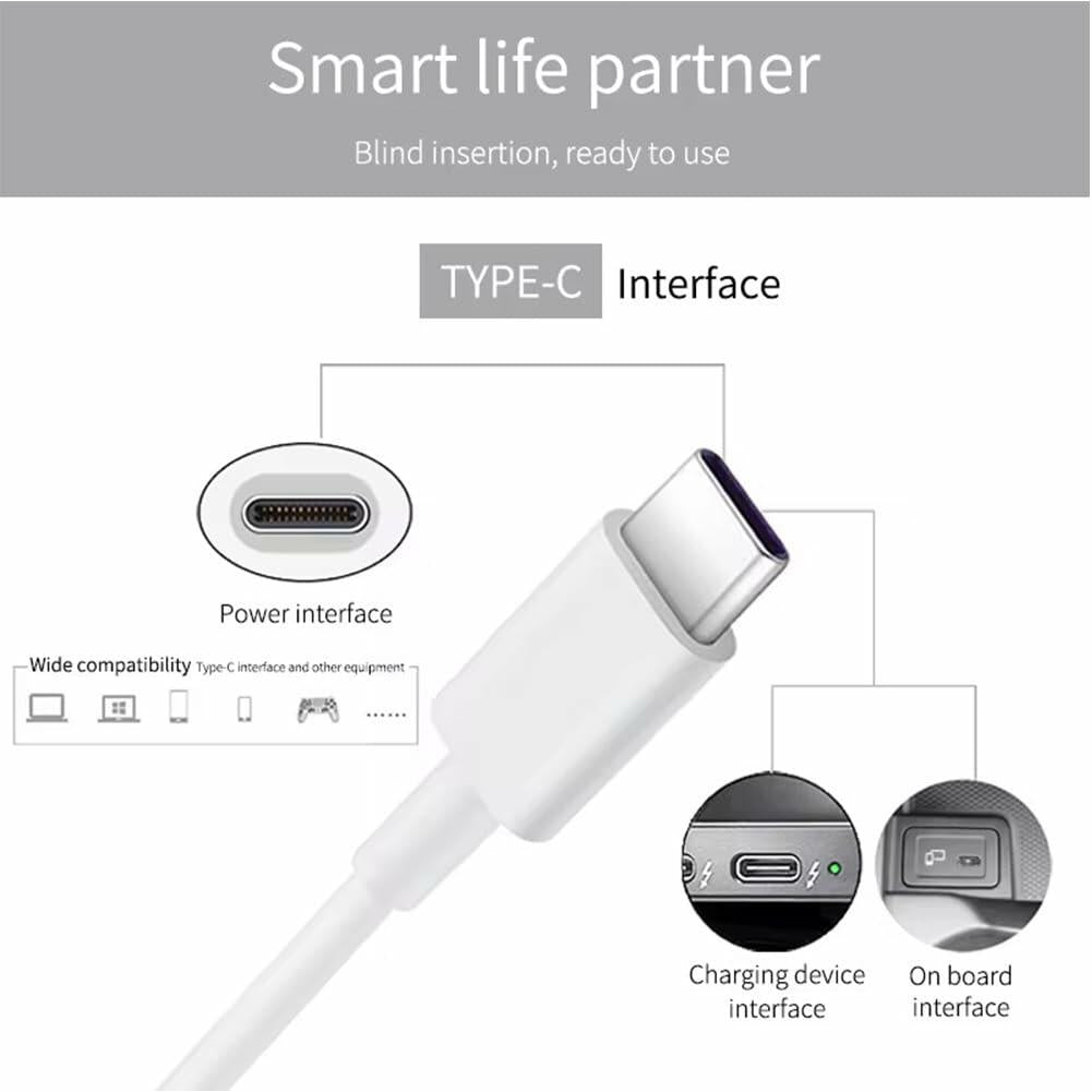 sawdca USB C to USB C Cable 3.3ft 3A 60W Fast Charging White