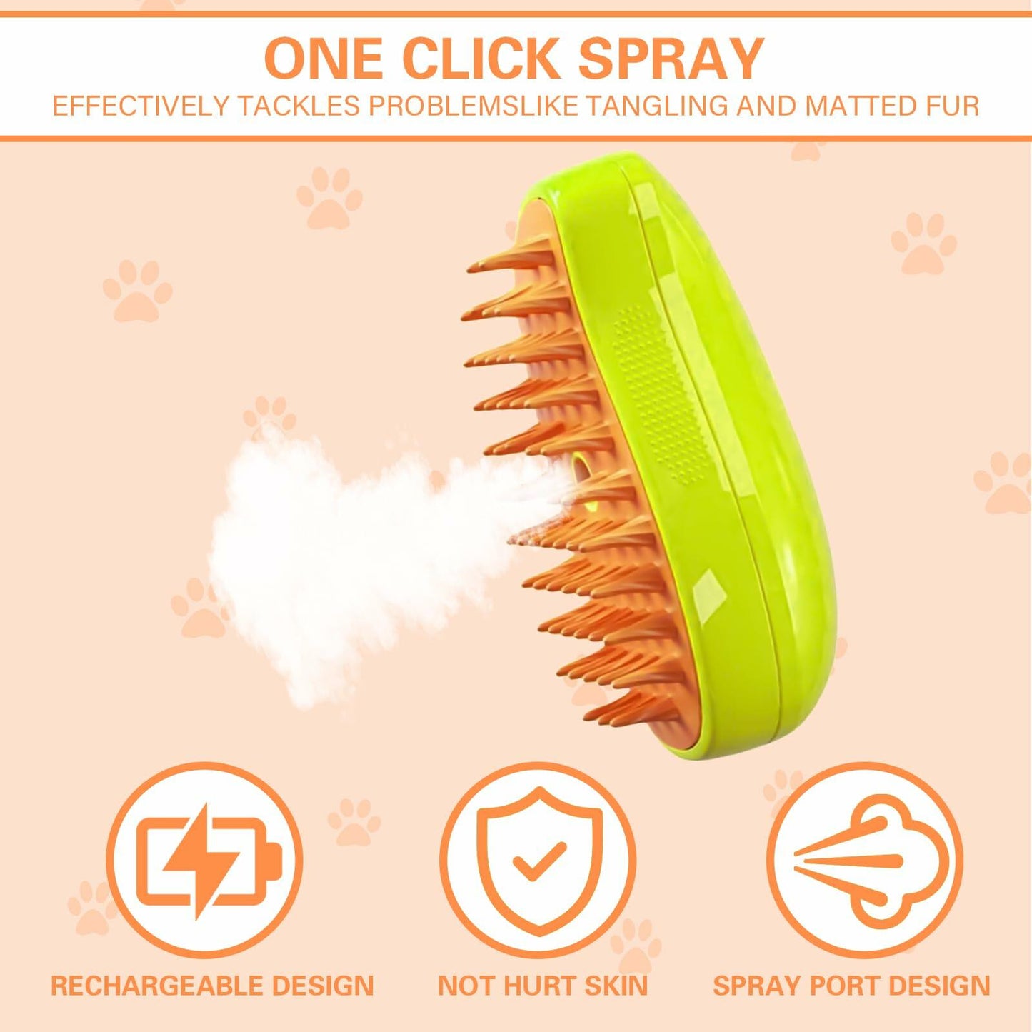 Steamy 3-in-1 Steam Pet Grooming Brush Self-Cleaning Hair Removal for Cats OPEN