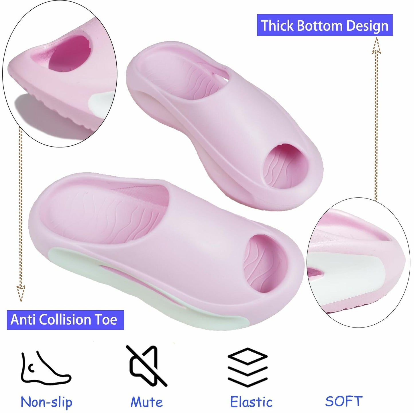 Meik Mangni Kids Cloud Slides Pillow Slippers Pink Size 9-9.5