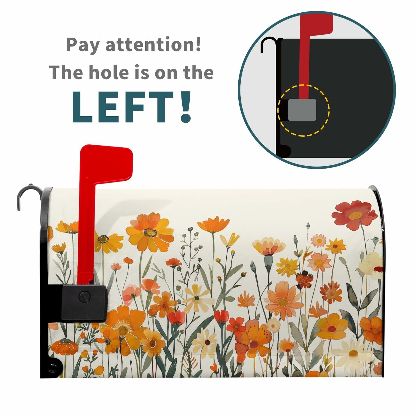 Kcozydecor Autumn Orange Flowers Magnetic Mailbox Cover 25.5x21in Standard