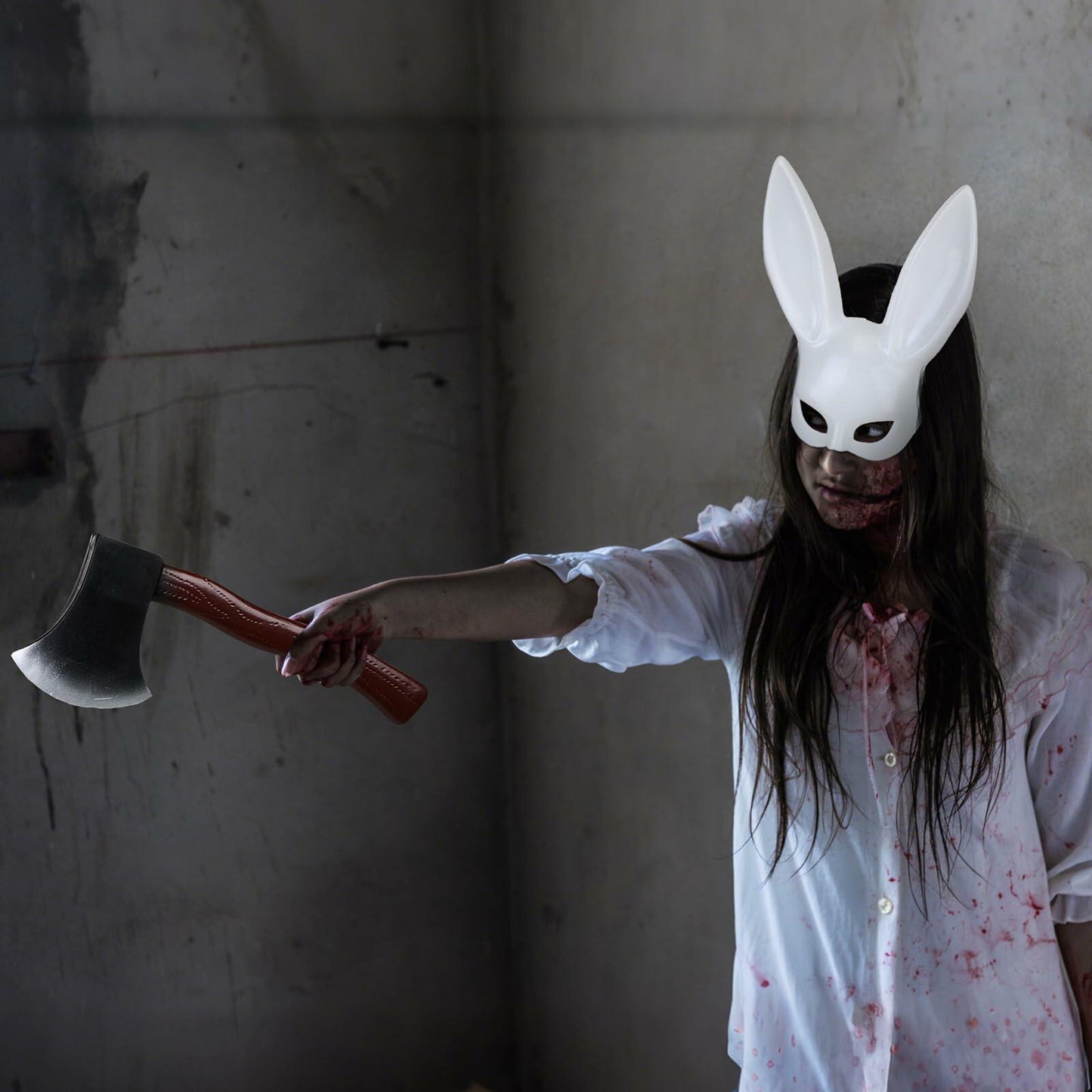 Breathffy Halloween Bunny Mask & Foam Axe Costume Accessories 14.57x10.63in