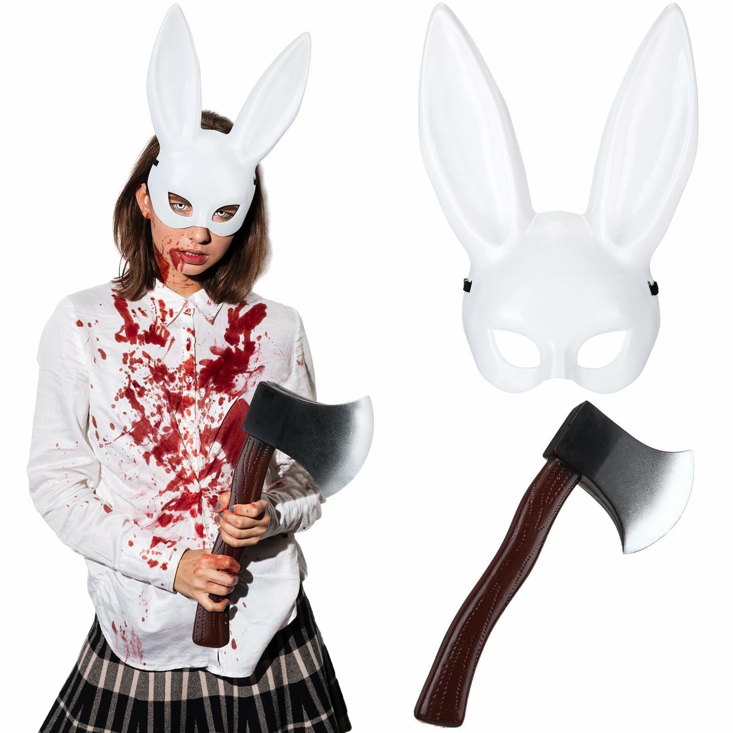Breathffy Halloween Bunny Mask & Foam Axe Costume Accessories 14.57x10.63in