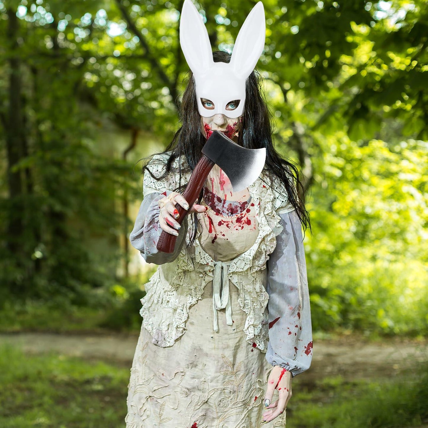 Breathffy Halloween Bunny Mask & Foam Axe Costume Accessories 14.57x10.63in