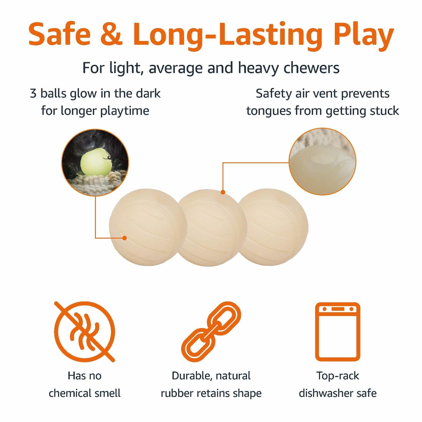 Amazon Basics Interactive Glow Rubber Dog Balls 2.5in Light Green 2 Pack