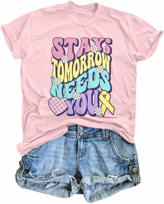 Mental Health Matters Shirt Women Suicide Awareness Tee Light Pink