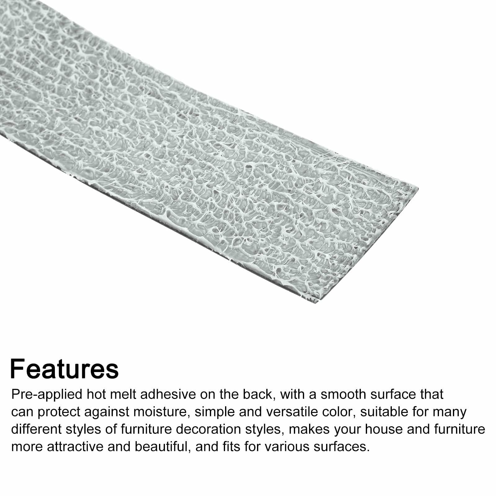 uxcell Edge Banding 3/4in x 25ft Pre-Glued Embossed Veneer Black PVC