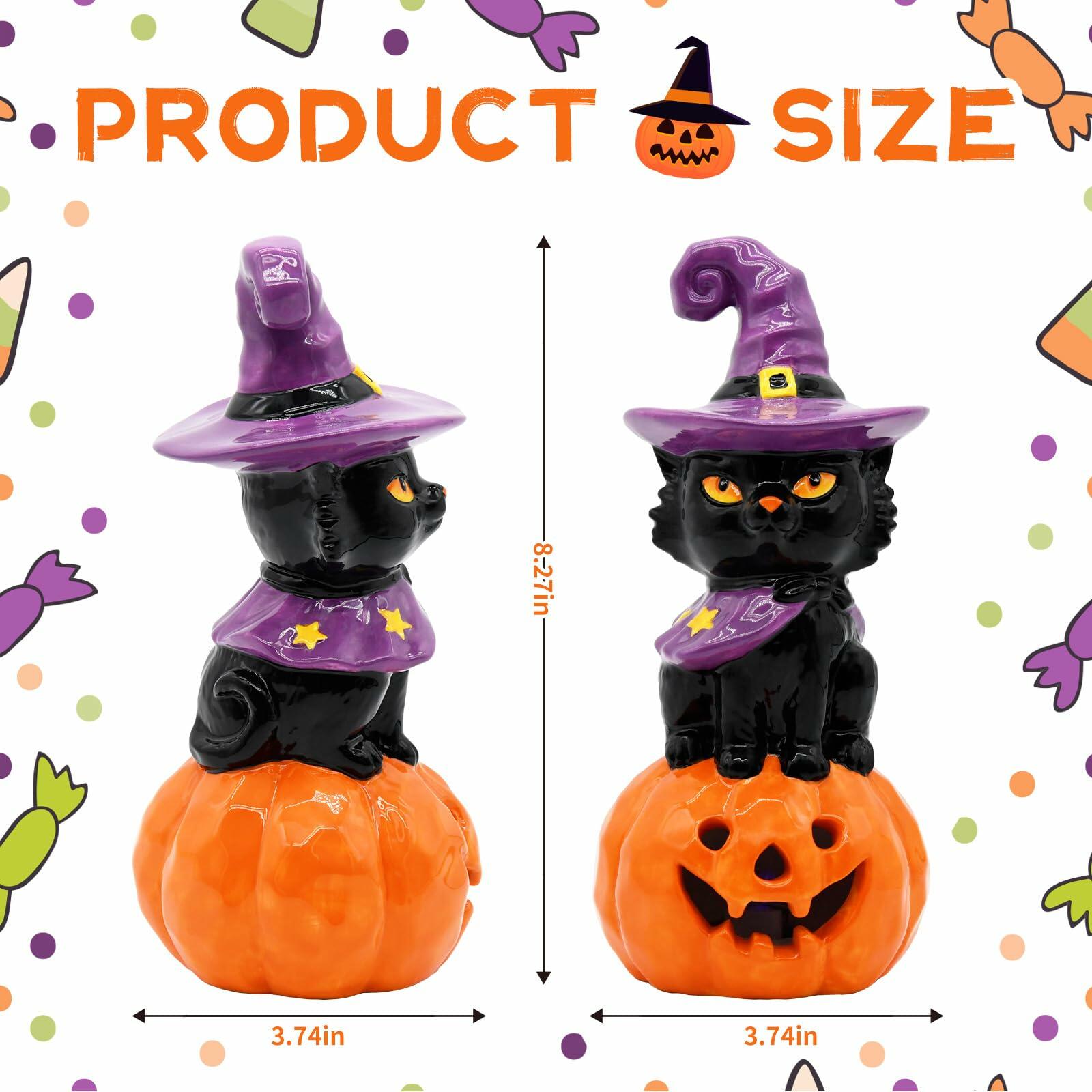 nuvagiki Light Up Black Cat Christmas Decor 8.2in Ceramic Indoor