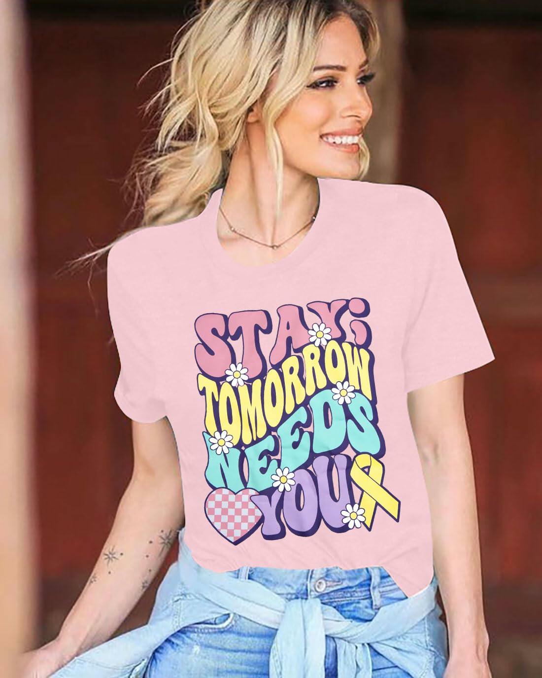 Mental Health Matters Shirt Women Suicide Awareness Tee Light Pink