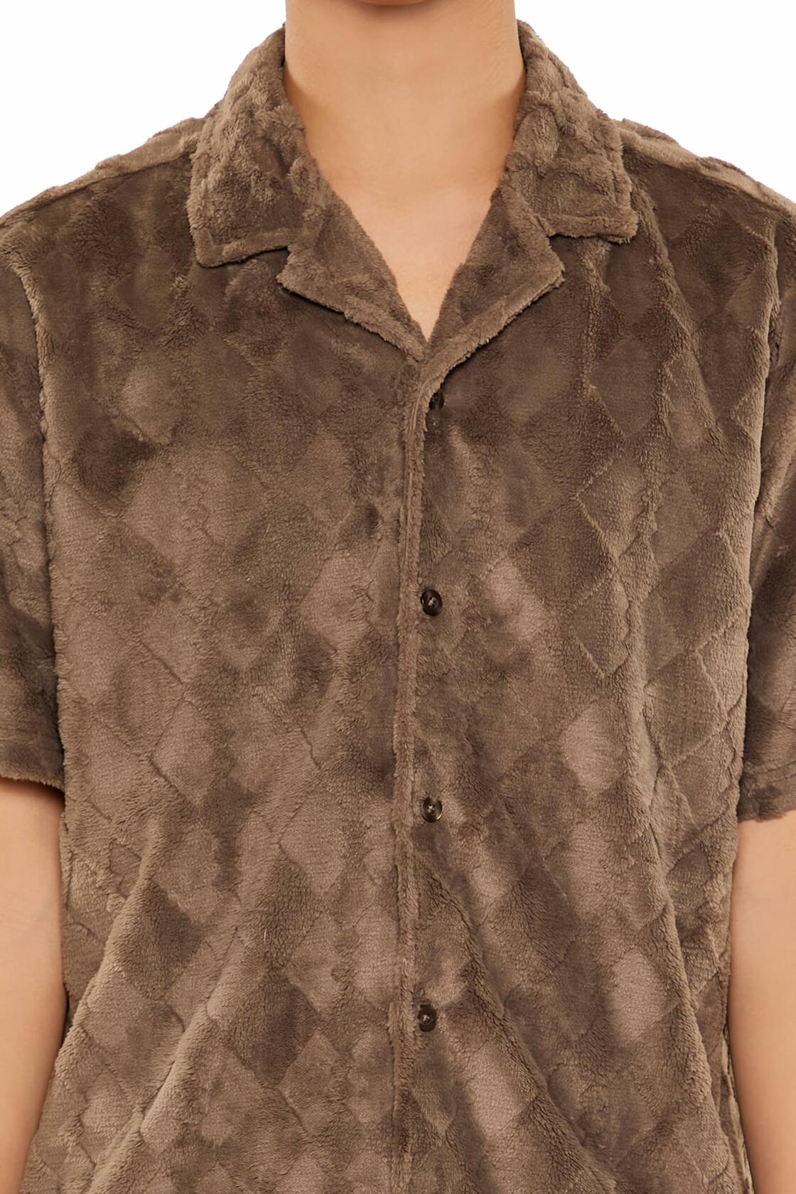 Forever 21 Men's Plush Lattice Shirt Oatmeal X-Large