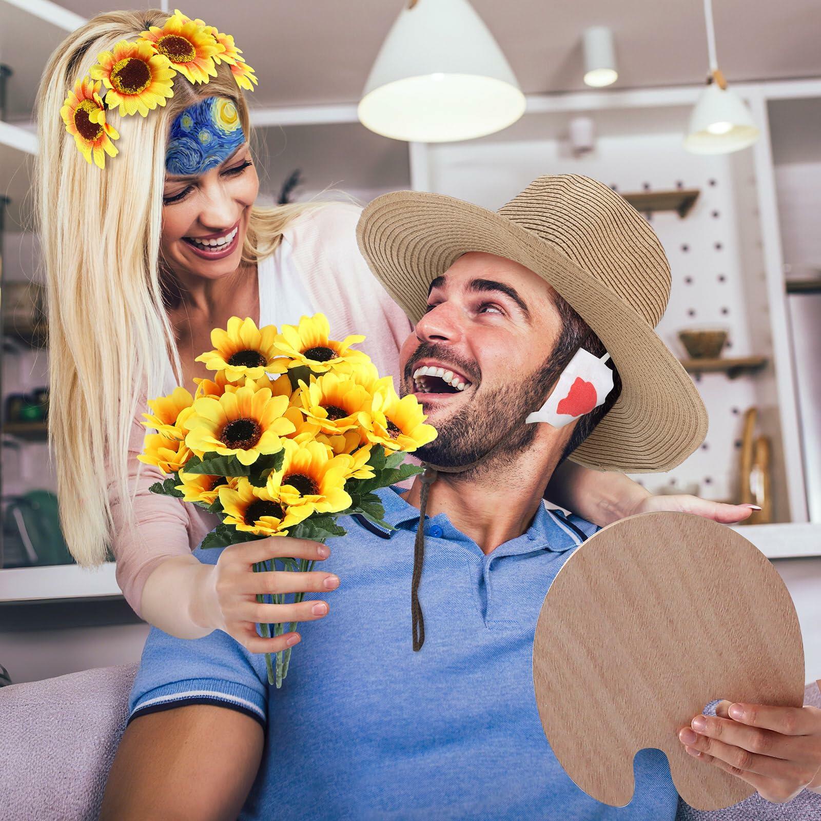 Maiteenly Halloween Couple Costume Set Painting Artist 8 Pcs Yellow Size Adult