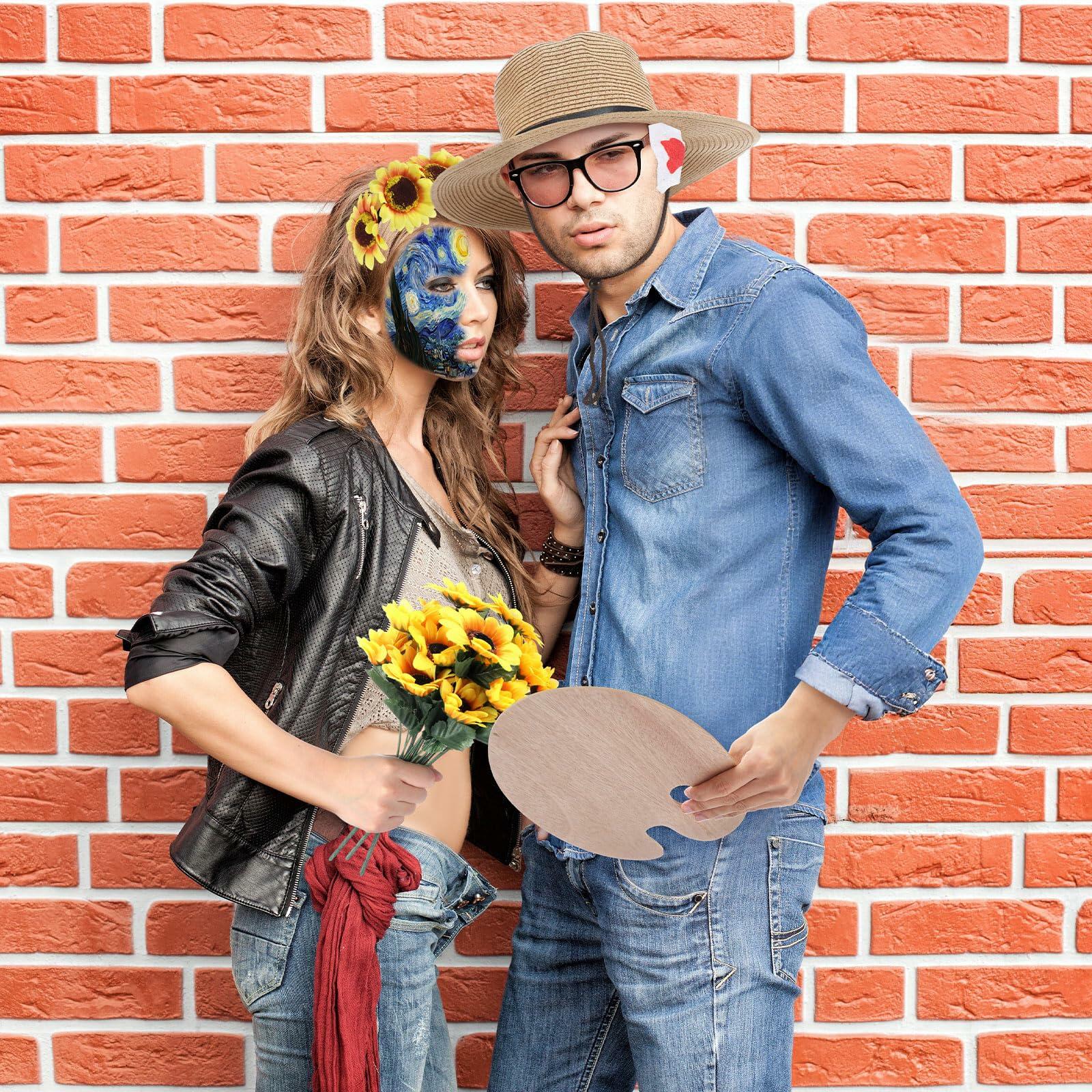 Maiteenly Halloween Couple Costume Set Painting Artist 8 Pcs Yellow Size Adult