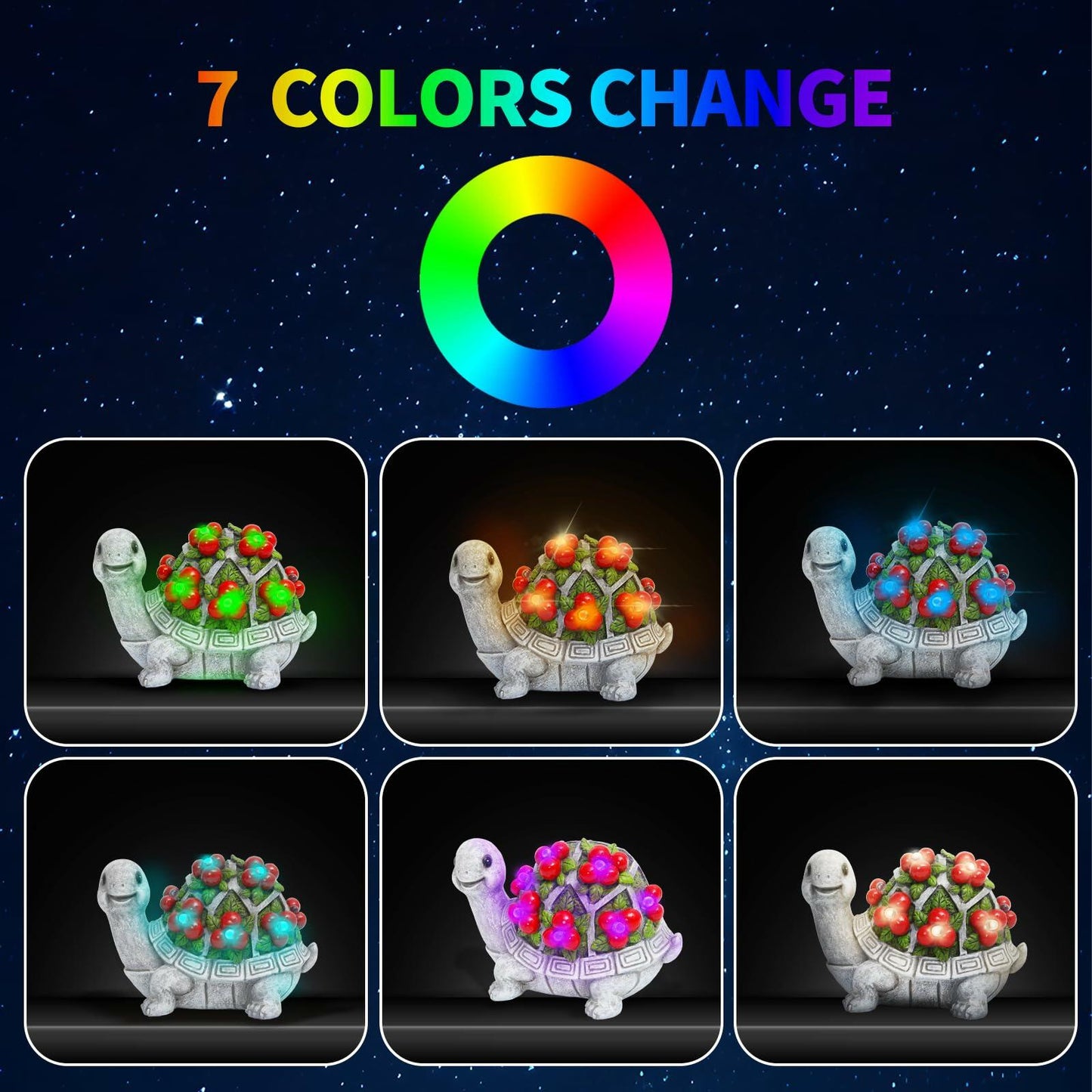 ENOU Solar Garden Turtle Statue Outdoor Patio Yard Decor Large Red Resin