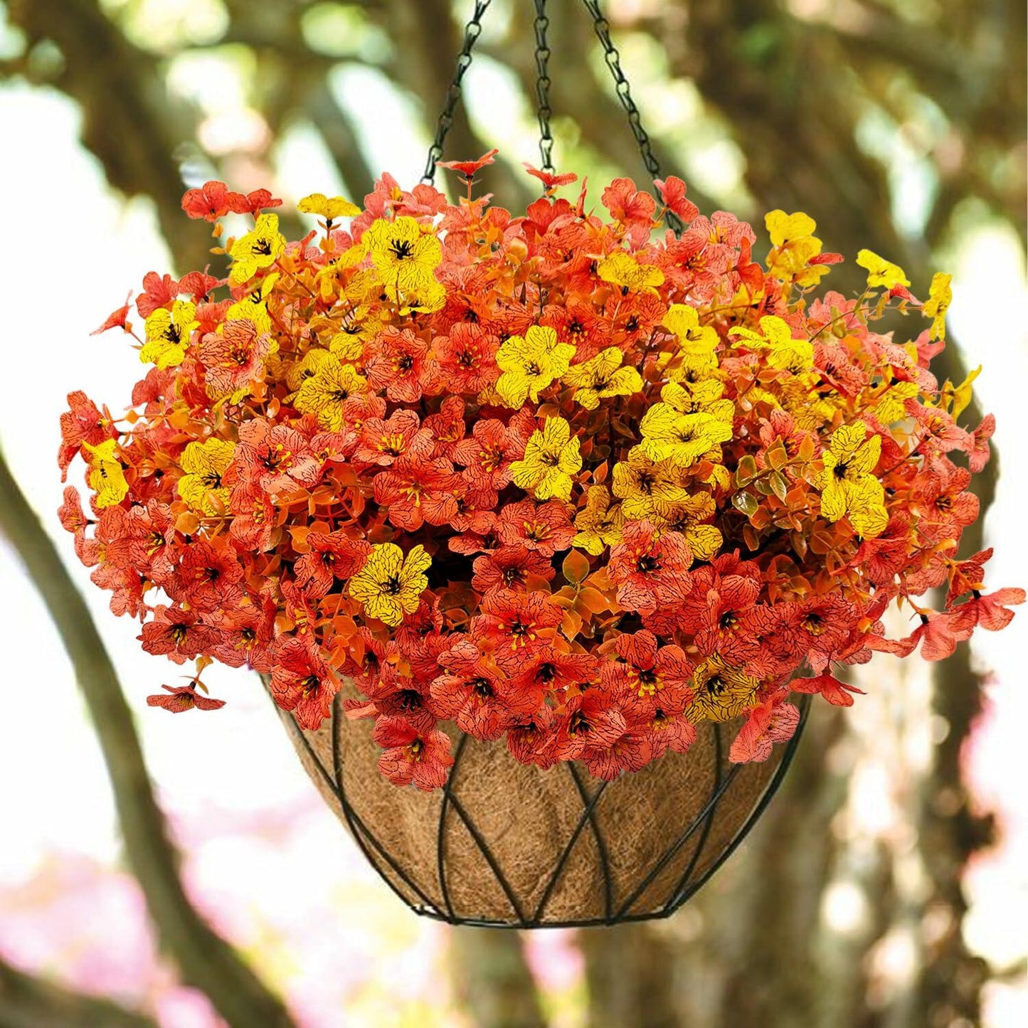 Guagb 12 Bundles Artificial Fall Flowers Faux Mums Silk Orange Yellow