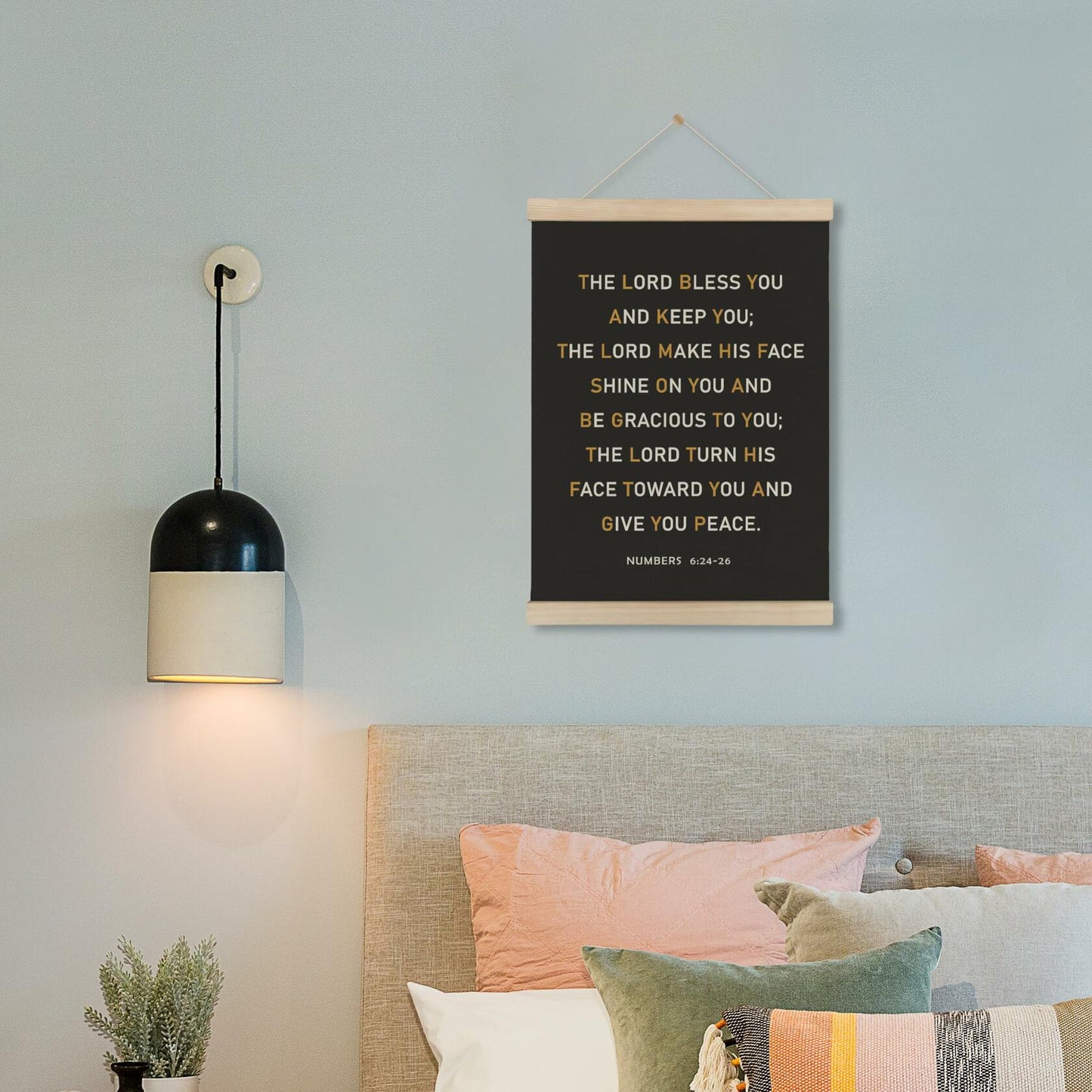 HRQKO Christian Numbers 6 24-26 Wall Art Poster Hanger Frame Black 12x16