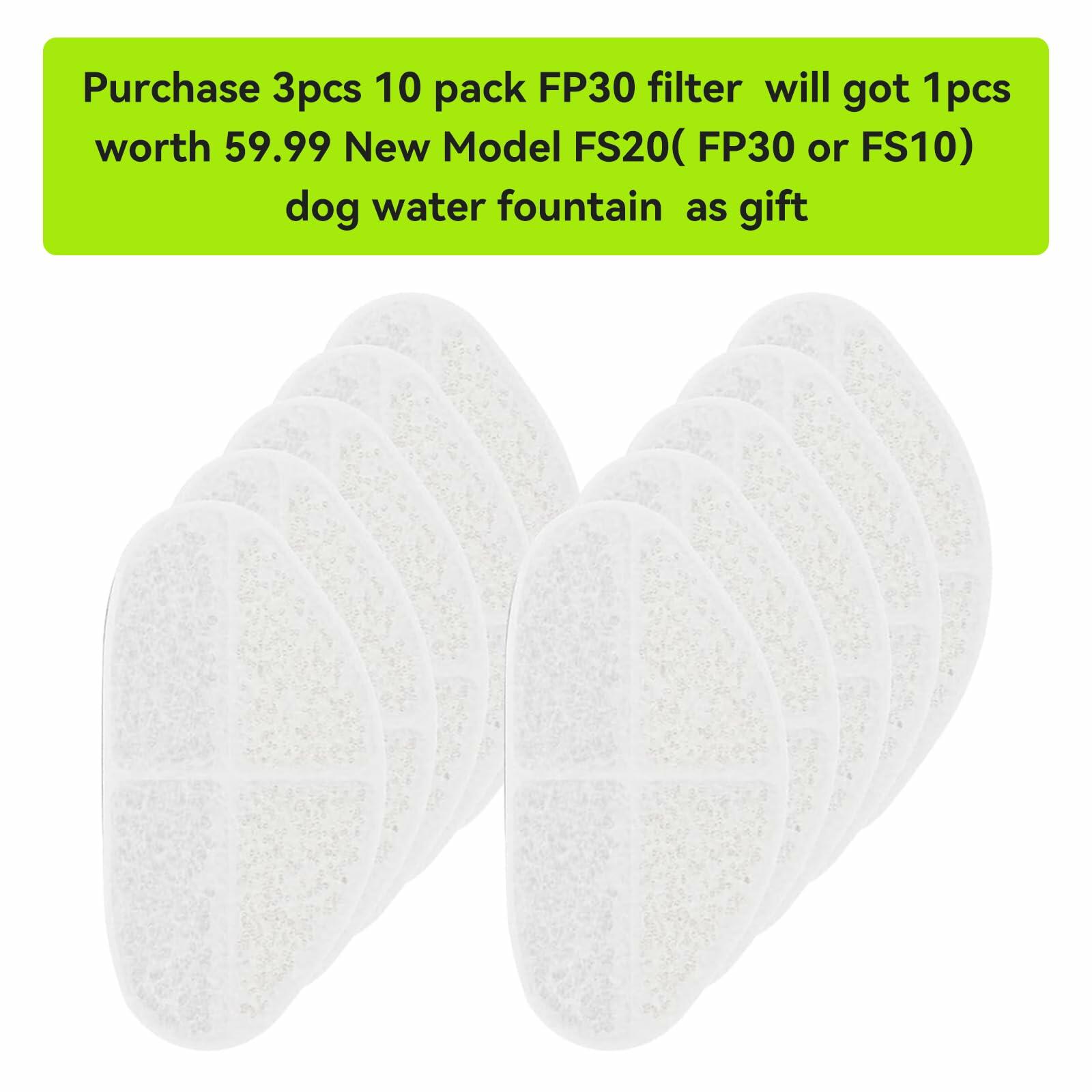 APD APETDOLA Wireless Dog Water Fountain Filters 5Layer Replacement 10Pack White