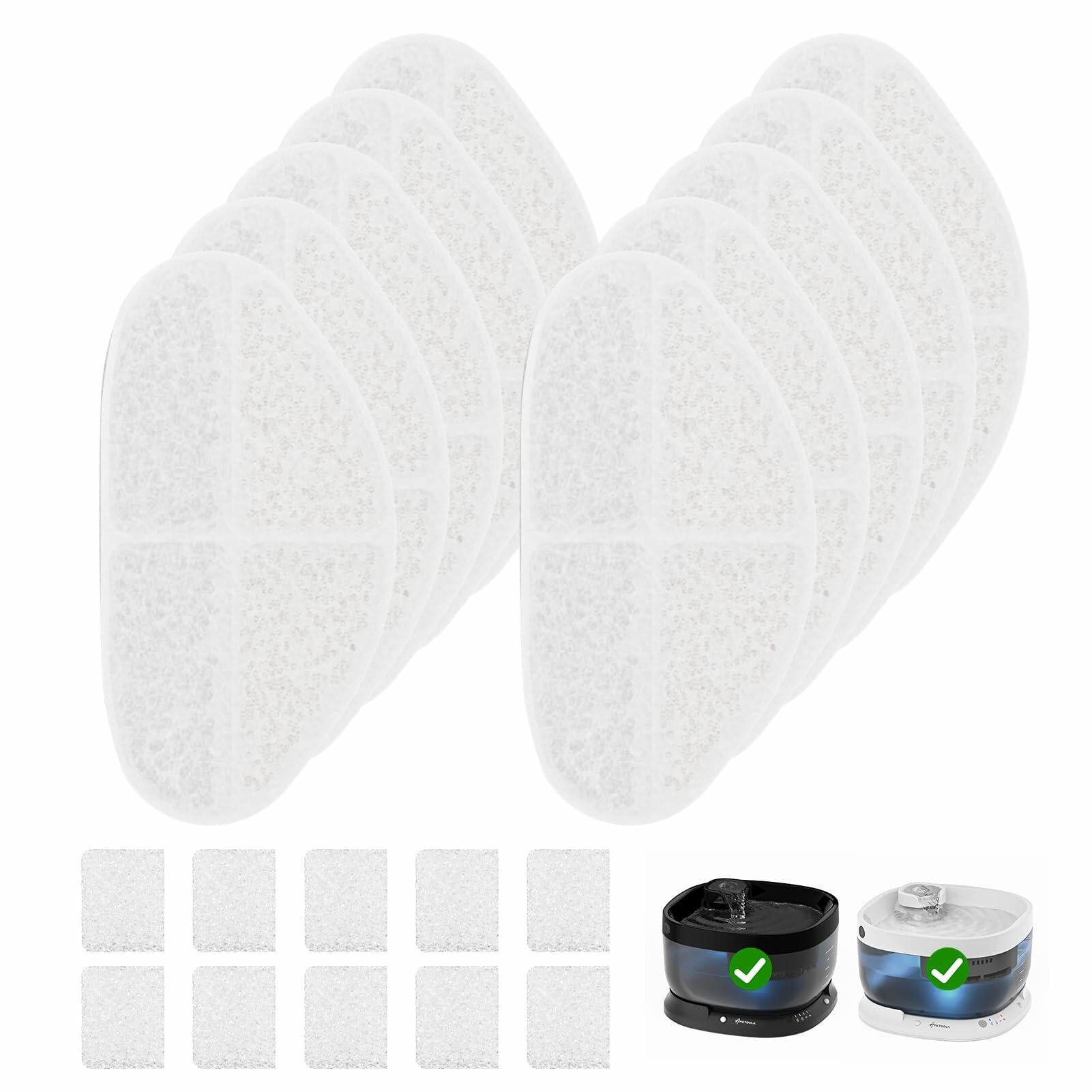 APD APETDOLA Wireless Dog Water Fountain Filters 5Layer Replacement 10Pack White