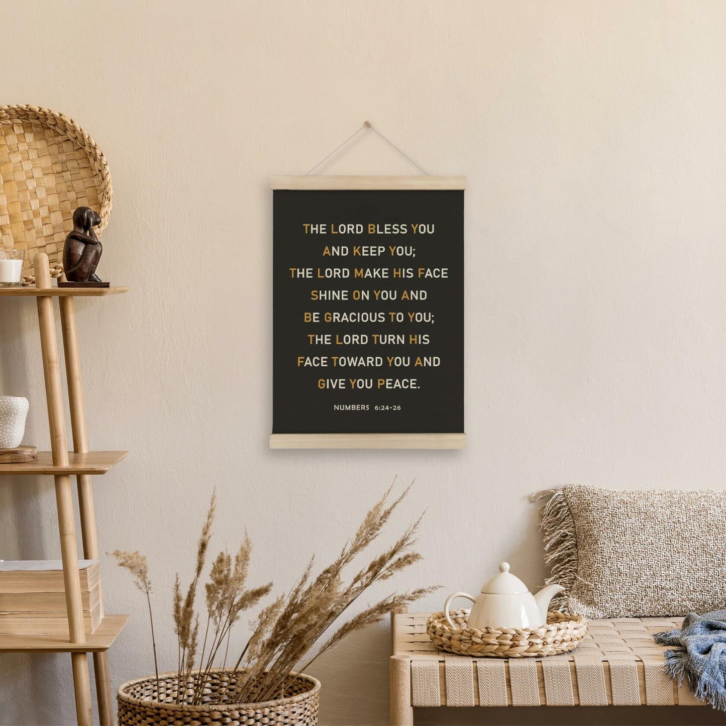 HRQKO Christian Numbers 6 24-26 Wall Art Poster Hanger Frame Black 12x16