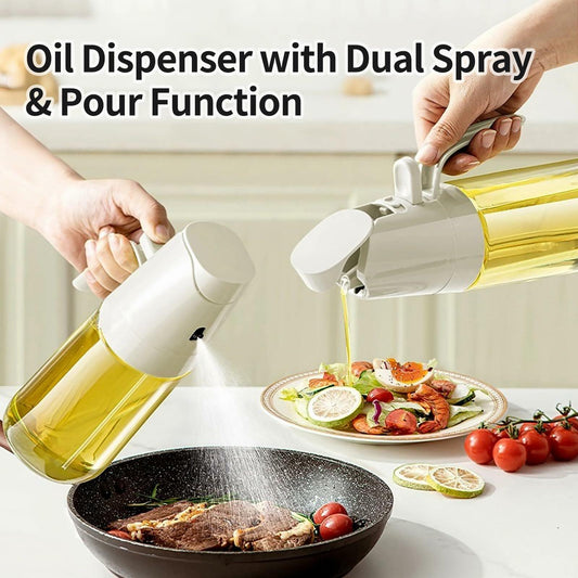 MDZF SWEET HOME Oil Sprayer 2 in 1 Olive Oil Dispenser 500ml White Glass