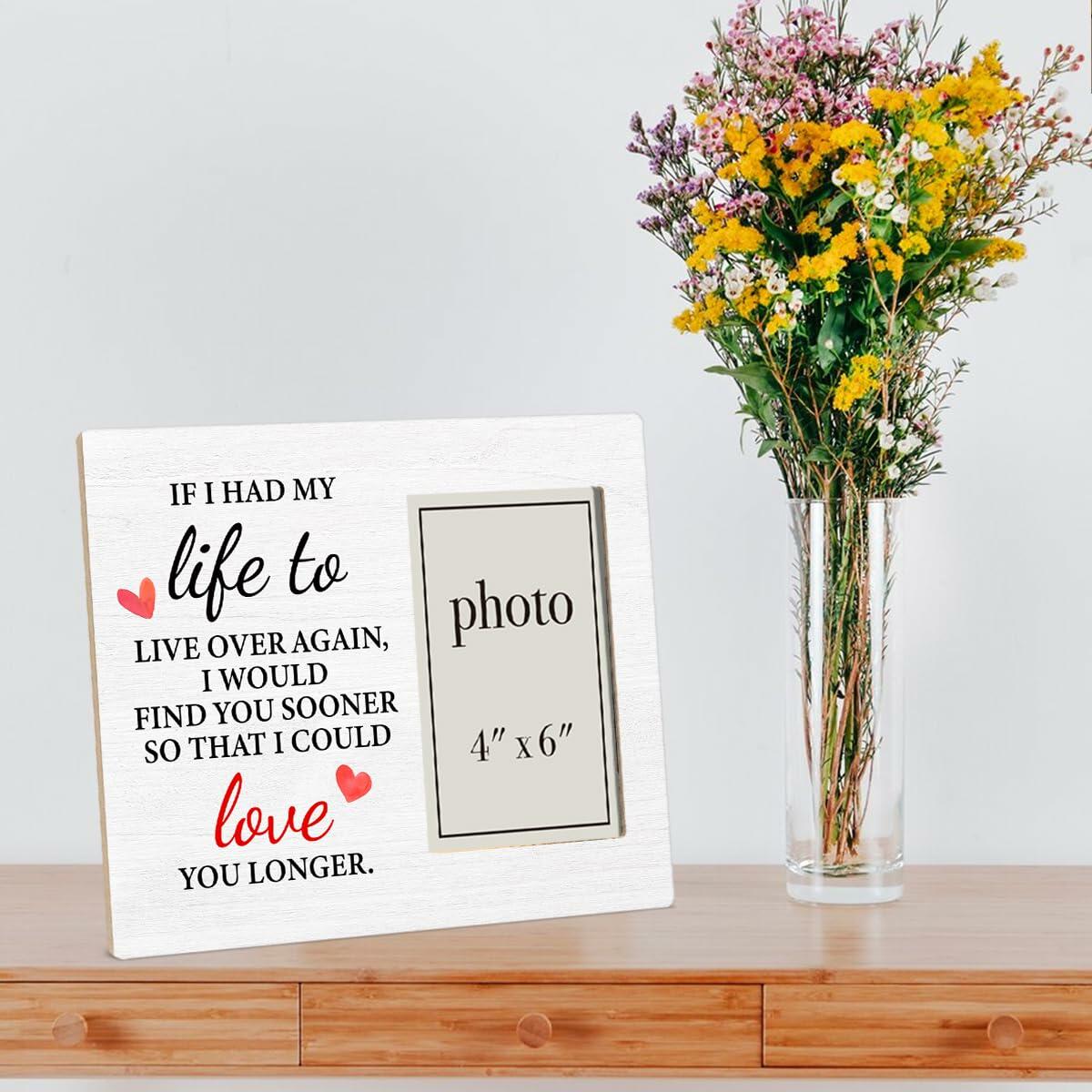 QZJ Anniversary Wood Picture Frame Multicolour 4x6 Inch Wedding Valentines Gift