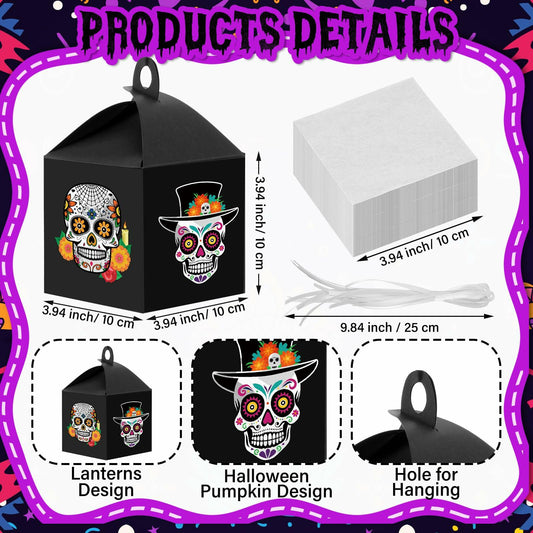 VIHOSE 12 Sets Day of The Dead Sugar Skull Masks Craft Kits Bulk Halloween Decor