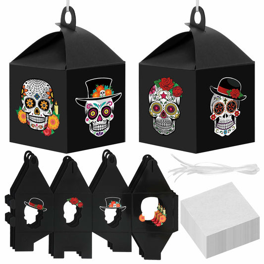 VIHOSE 12 Sets Day of The Dead Sugar Skull Masks Craft Kits Bulk Halloween Decor
