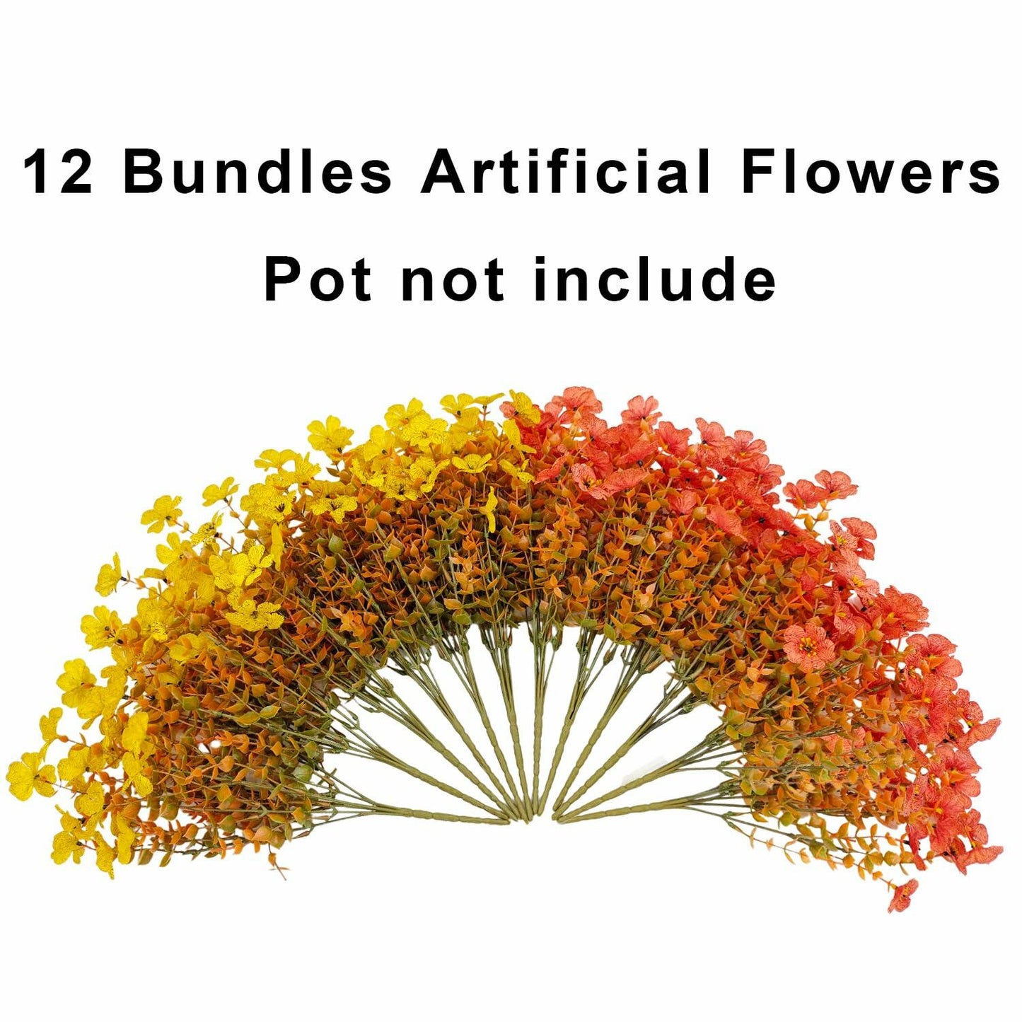 Guagb 12 Bundles Artificial Fall Flowers Faux Mums Silk Orange Yellow