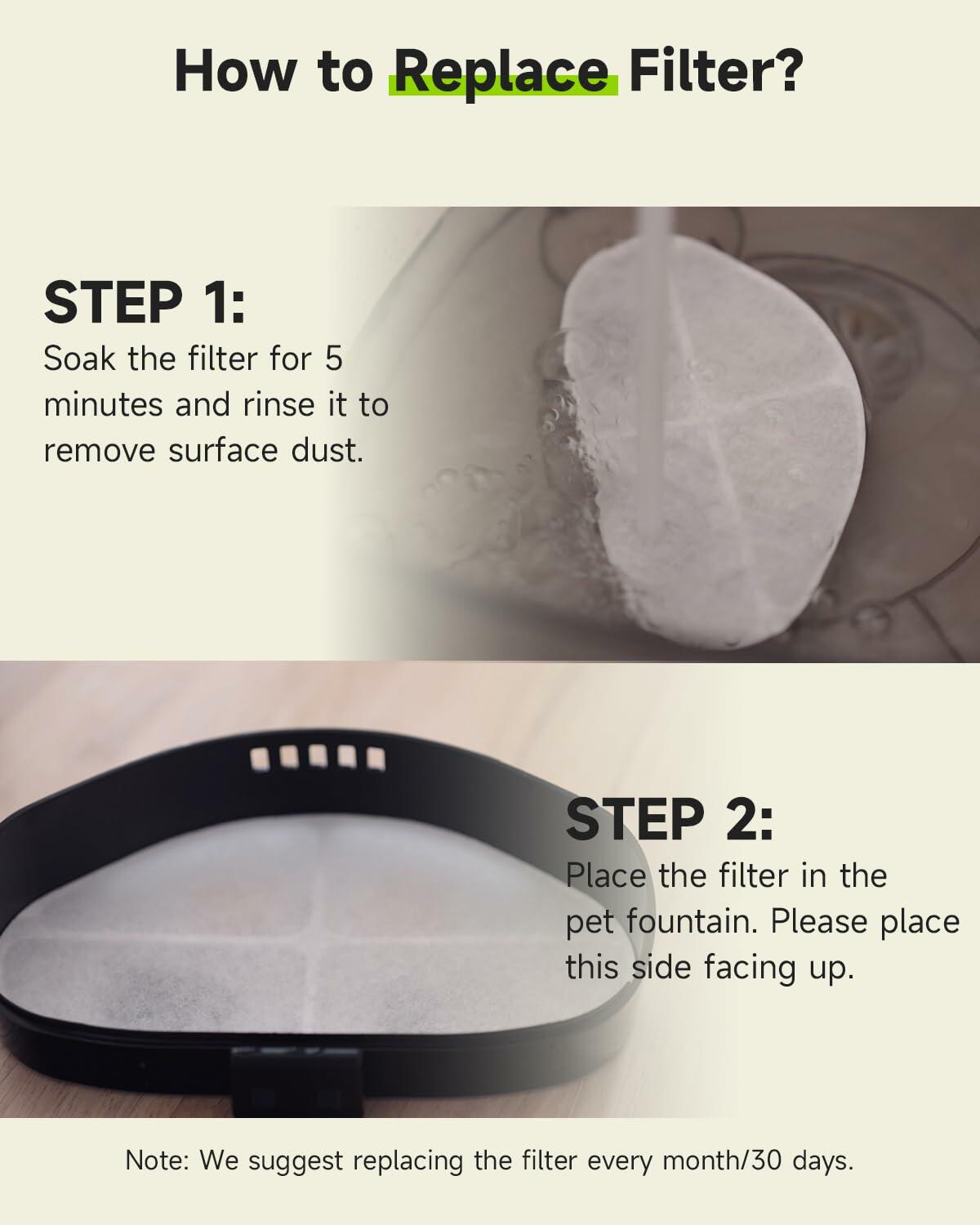 APD APETDOLA Wireless Dog Water Fountain Filters 5Layer Replacement 10Pack White