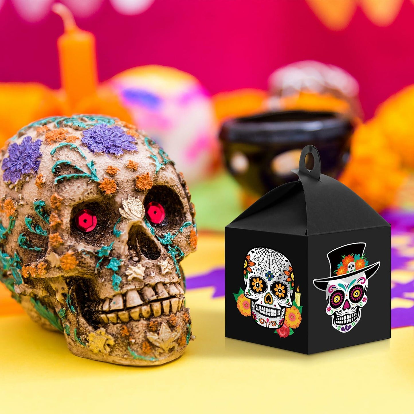 VIHOSE 12 Sets Day of The Dead Sugar Skull Masks Craft Kits Bulk Halloween Decor