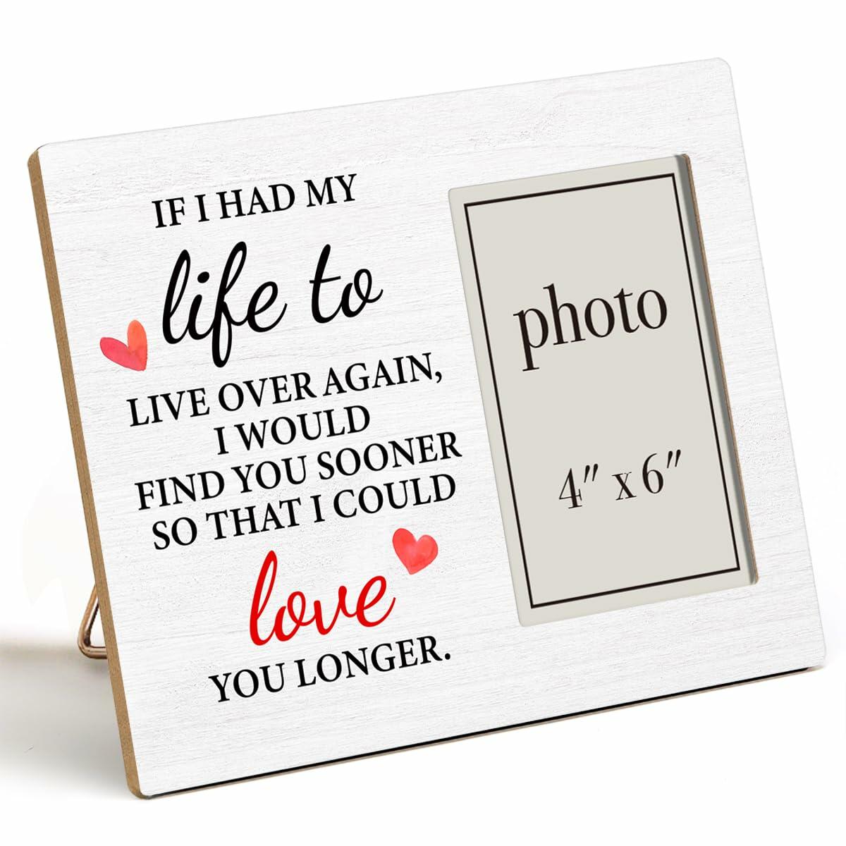 QZJ Anniversary Wood Picture Frame Multicolour 4x6 Inch Wedding Valentines Gift