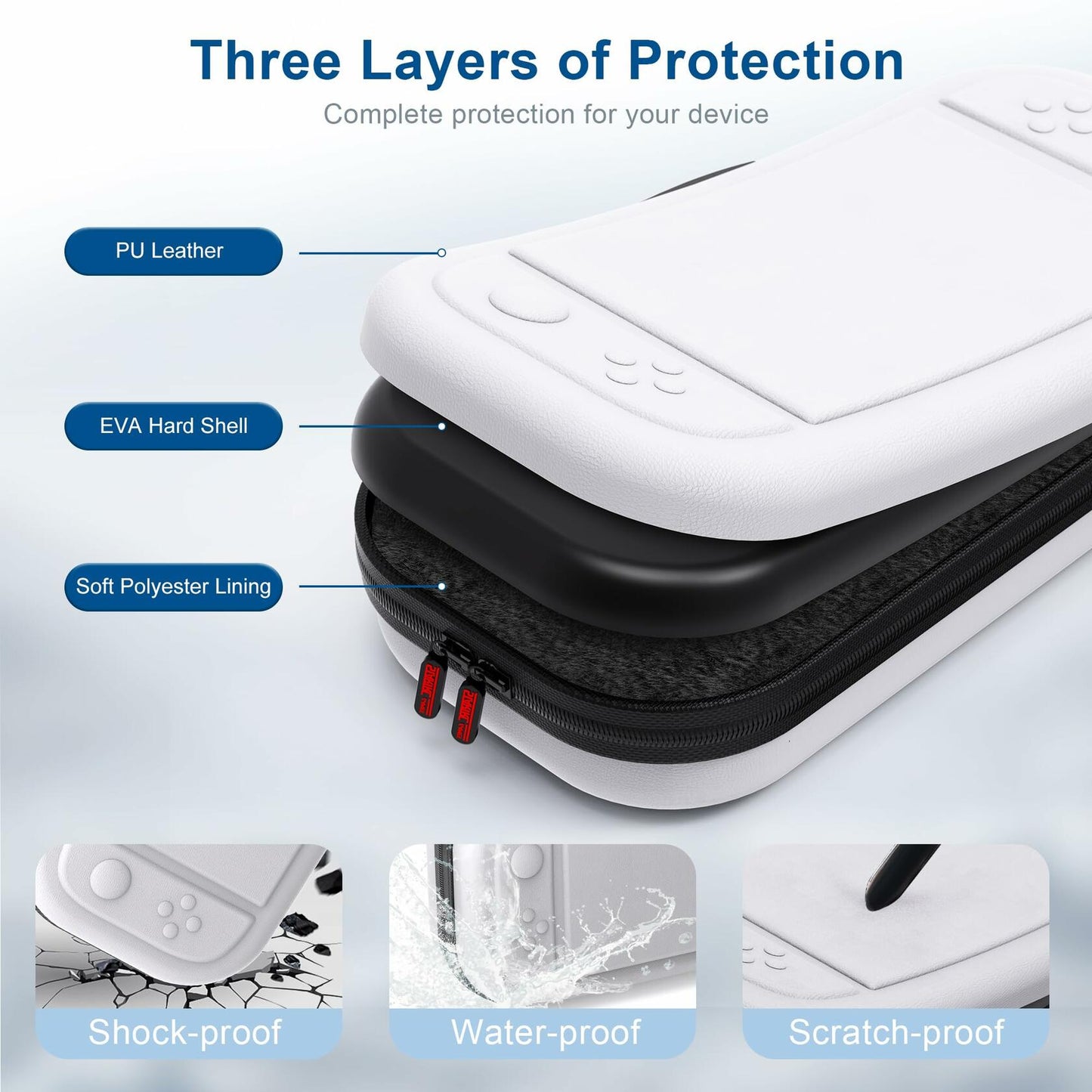 STARTRC GAMES Switch 2 Carrying Case Large Capacity PU Hard Travel Bag White