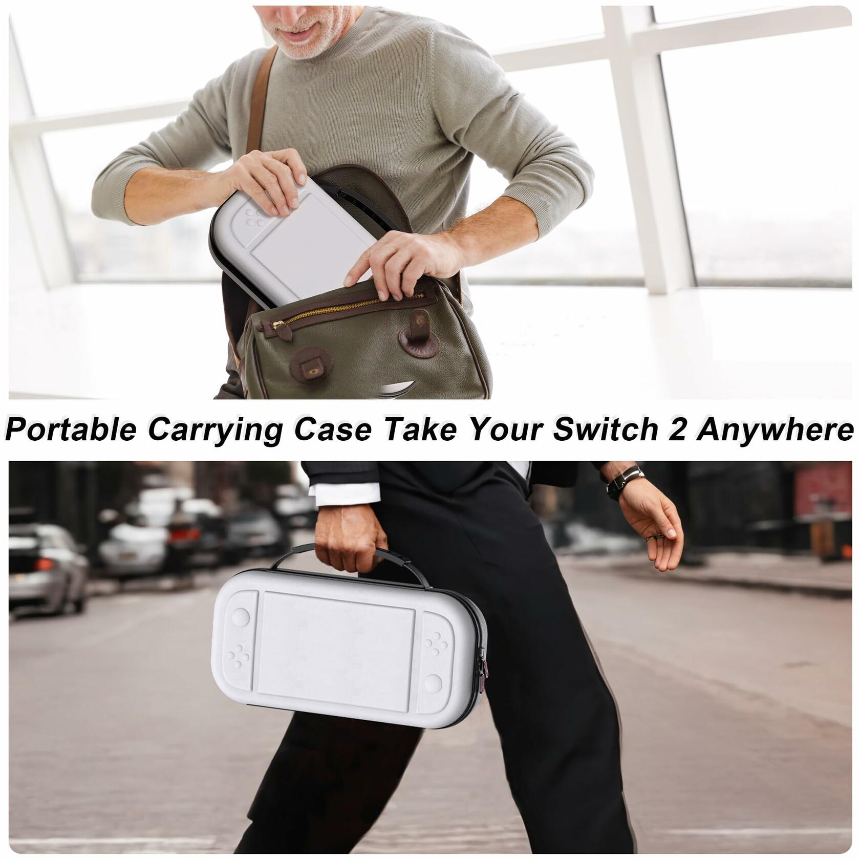 STARTRC GAMES Switch 2 Carrying Case Large Capacity PU Hard Travel Bag White